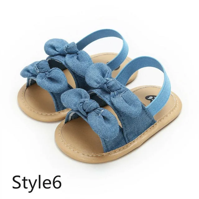 2019 Baby Summer Clothing Kids Infant Baby Girl Shoes Bowknot Plaid Striped Floral Party Princess Beach Shoes