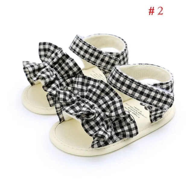 2019 Baby Summer Clothing Kids Infant Baby Girl Shoes Bowknot Plaid Striped Floral Party Princess Beach Shoes