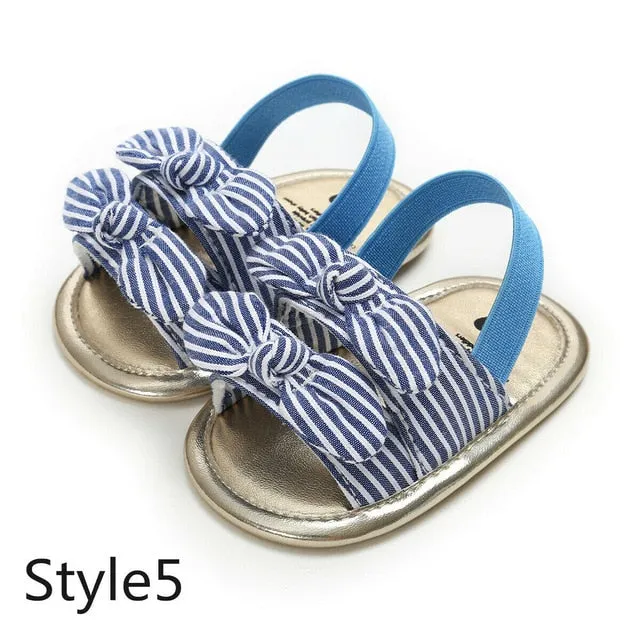 2019 Baby Summer Clothing Kids Infant Baby Girl Shoes Bowknot Plaid Striped Floral Party Princess Beach Shoes