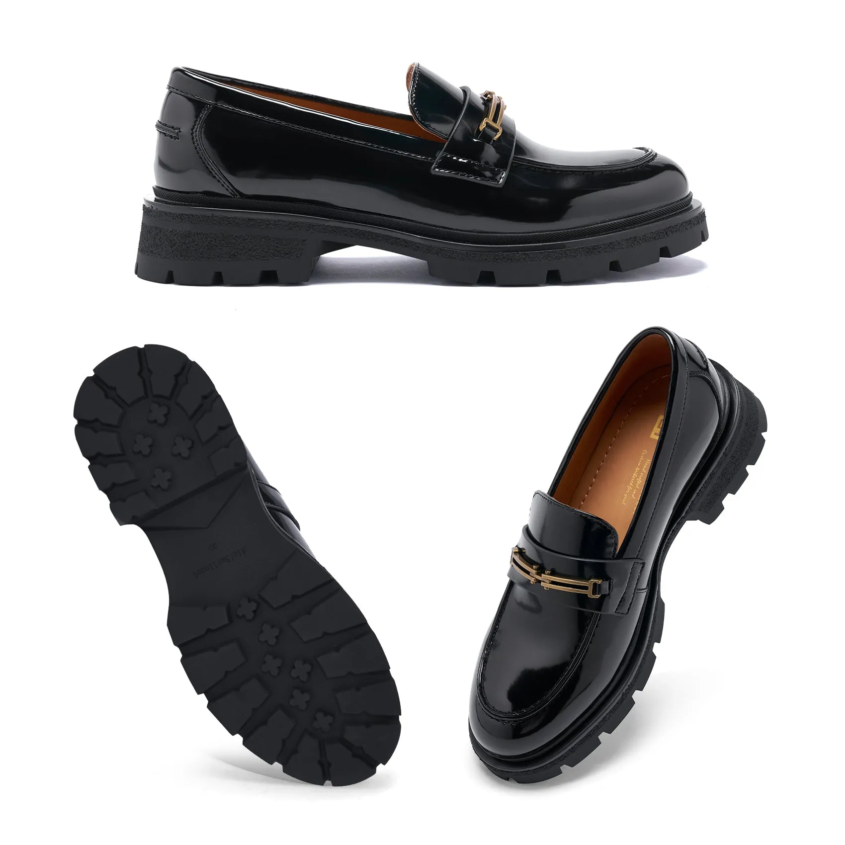 AiciBerllucci -SUNNY -Black Loafers for Women, Business Casual Shoes, Women's Loafers & Slip-Ons, Womens Chunky Loafers Comfortable Platform Loafers for Women