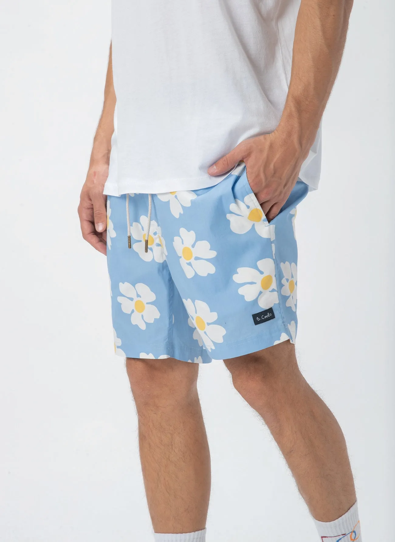 Amphibious 17" Swim Short Blue Daisy