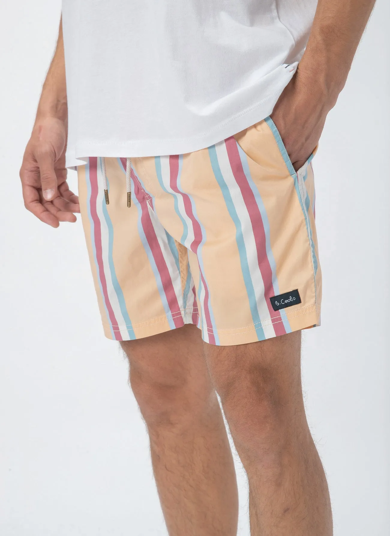 Amphibious 17" Swim  Short Mustard Vert Stripe