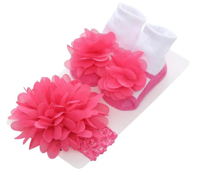 Baby Cute Bowknot Socks Booties  Hair Band Set