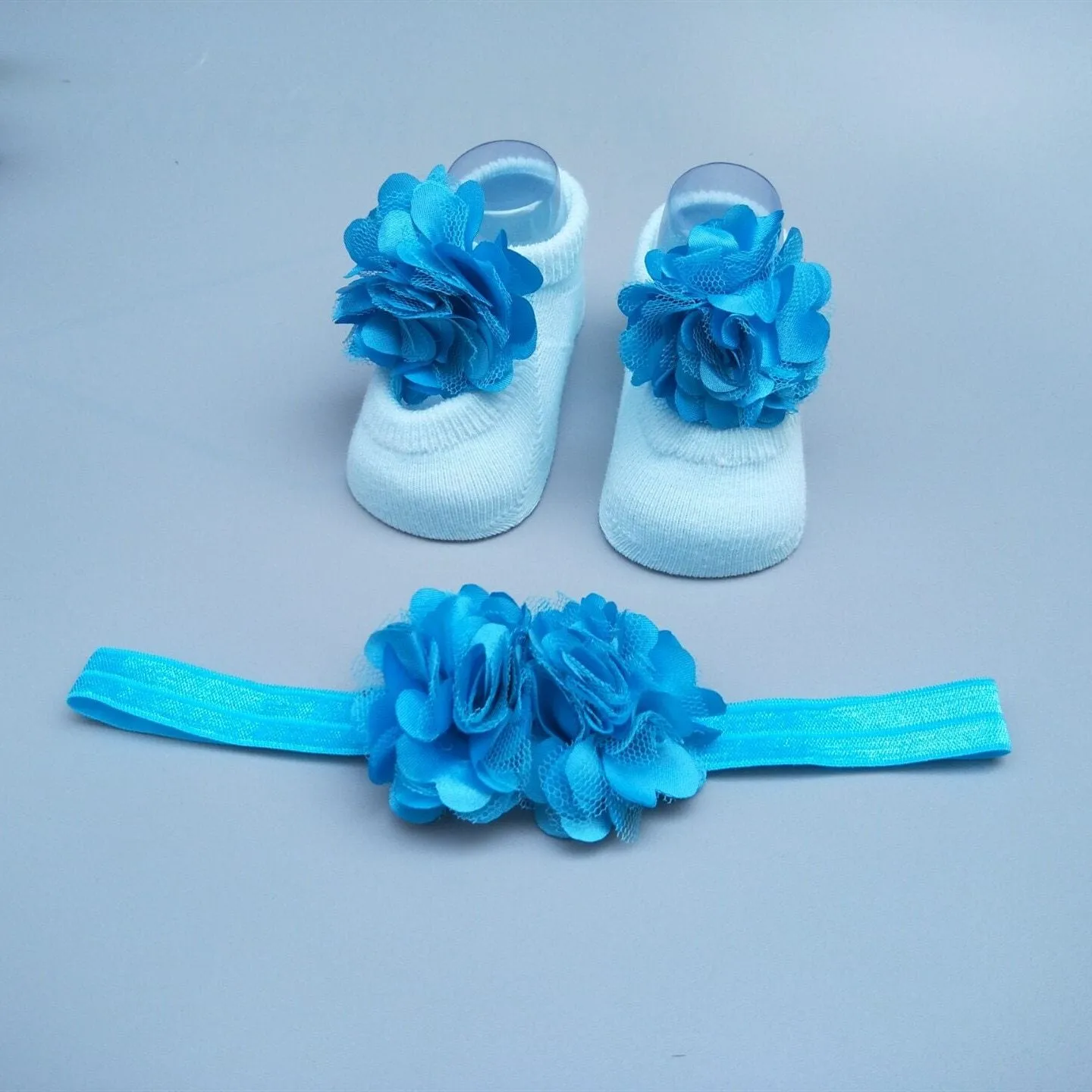 Baby Cute Bowknot Socks Booties  Hair Band Set