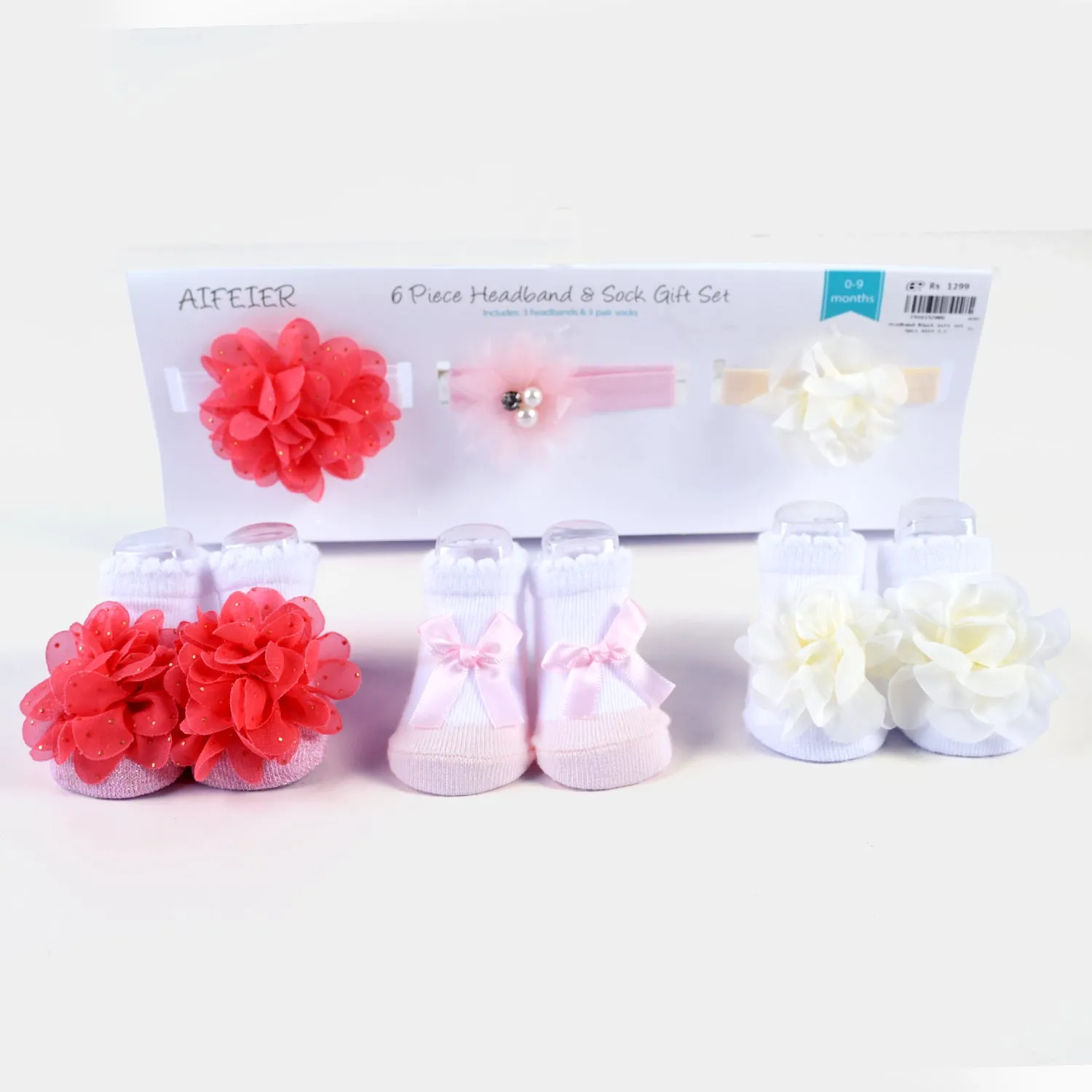 Baby Girl Socks & Headband Pack of 6PCs Gift Set