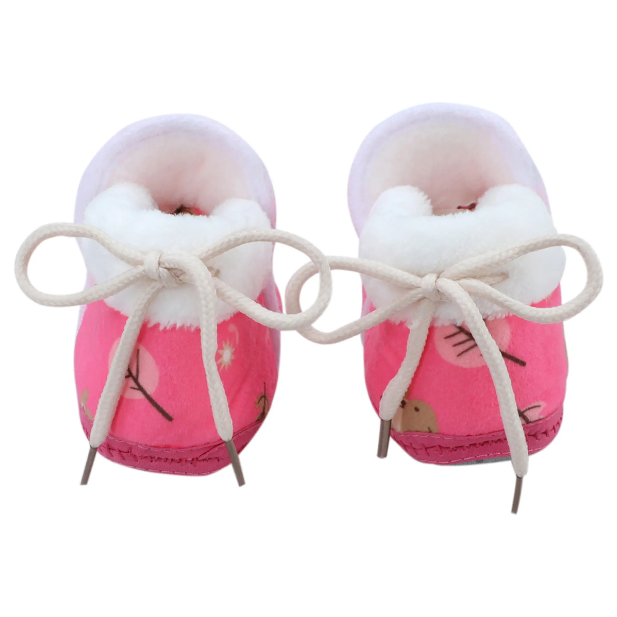 Baby Moo 3D Hunny Bunny Soft Slip-On Anti-Skid Plush Warm Booties - Pink