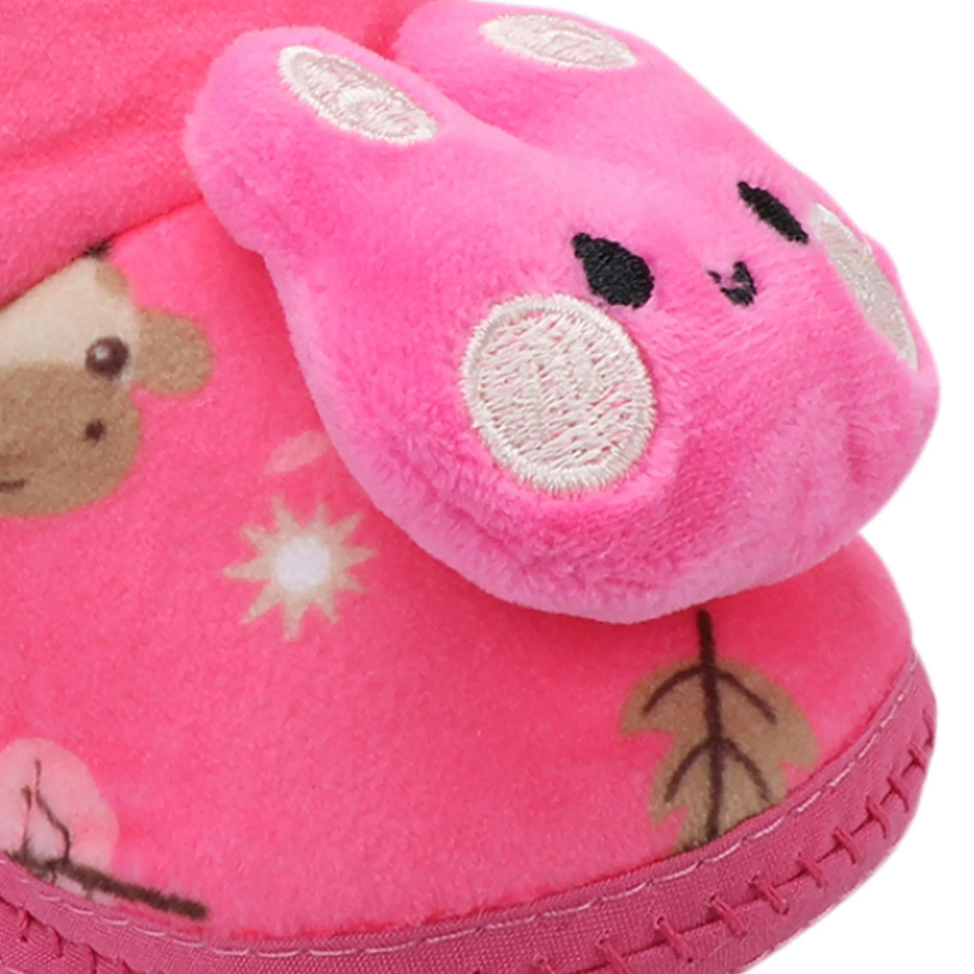 Baby Moo 3D Hunny Bunny Soft Slip-On Anti-Skid Plush Warm Booties - Pink