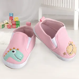 Baby Moo Dinosaur Pink Slip-On Booties