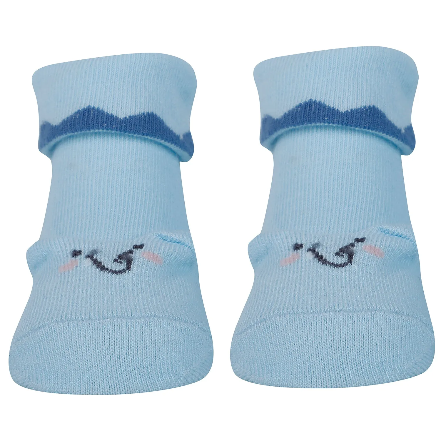 Baby Moo Elephant 3D Anti-Skid Socks Booties Pack of 3 - Blue, Multicolour