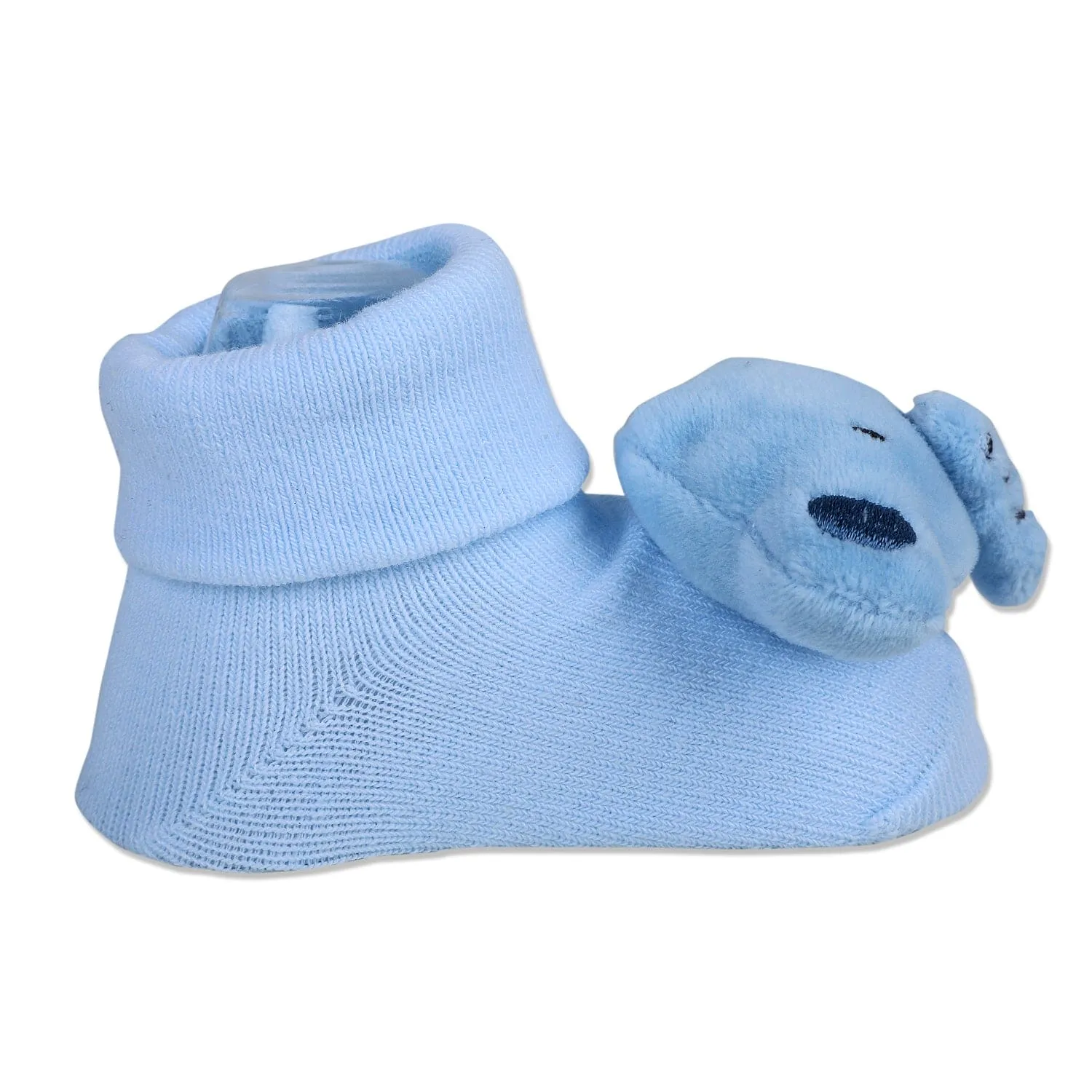 Baby Moo Elephant Rattle Cotton Anti-Skid 3D Socks - Blue