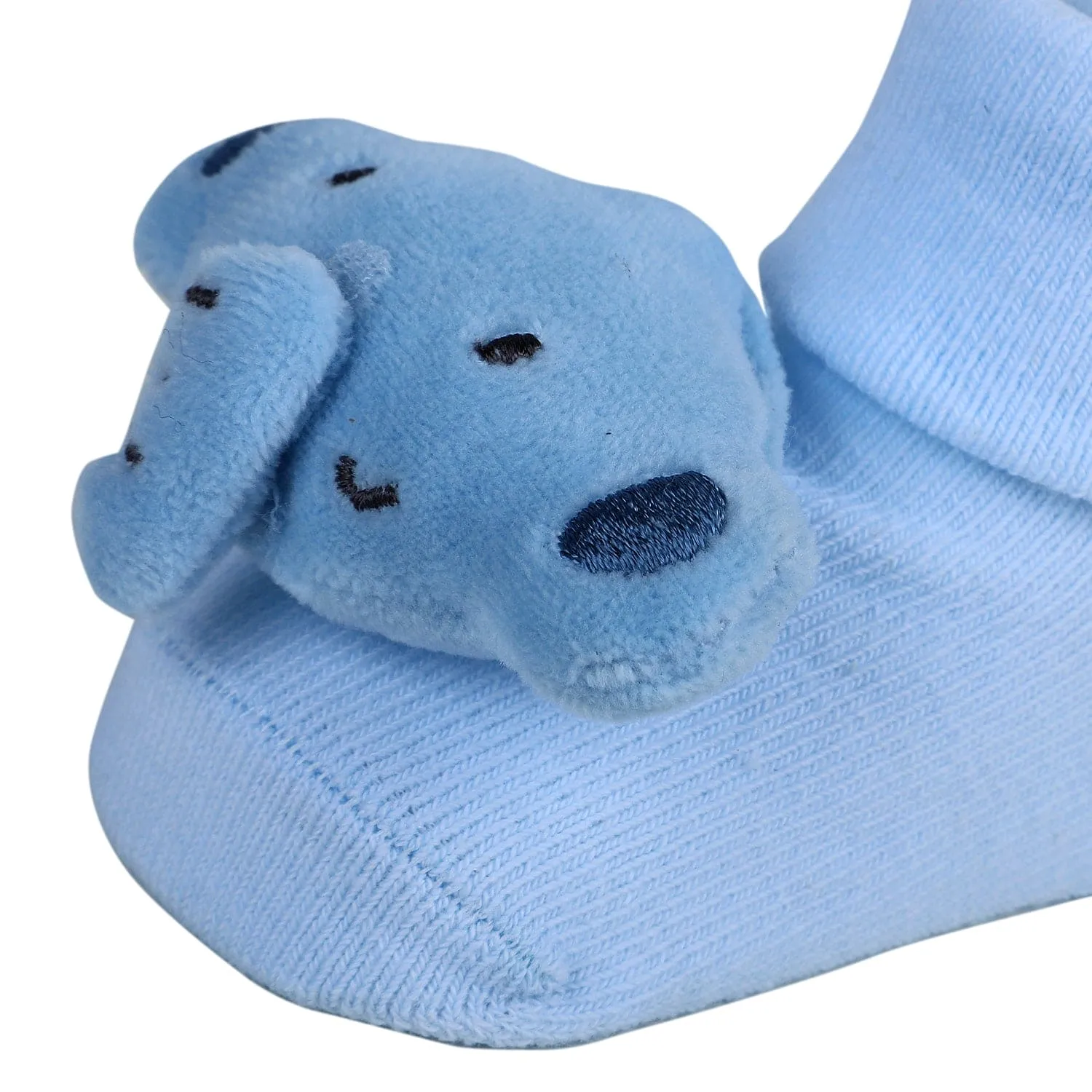 Baby Moo Elephant Rattle Cotton Anti-Skid 3D Socks - Blue