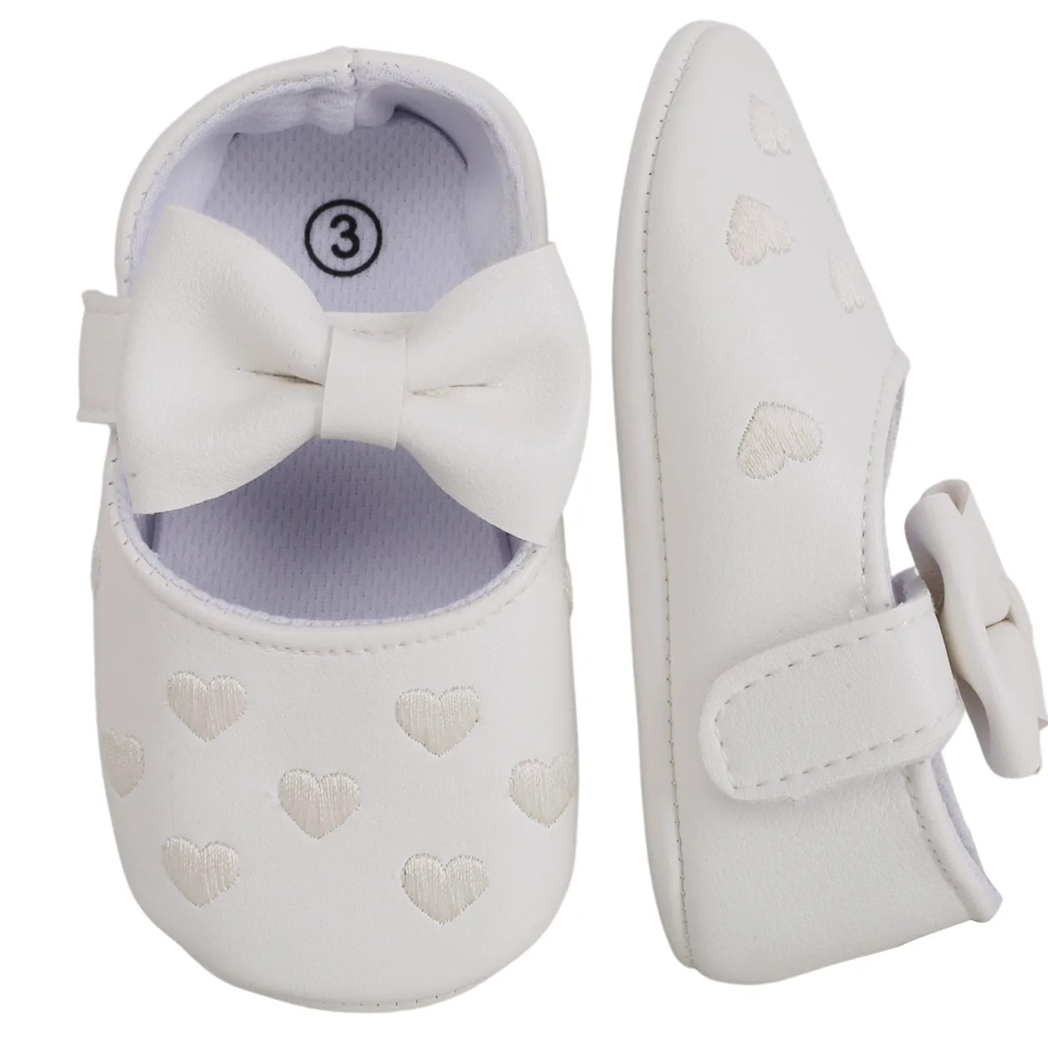 Baby Moo Hearts With Bow White Booties