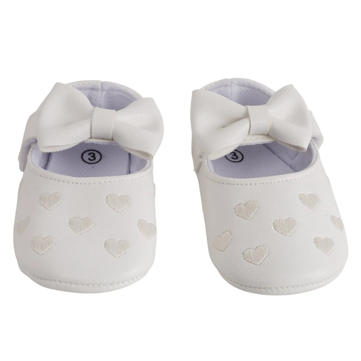 Baby Moo Hearts With Bow White Booties