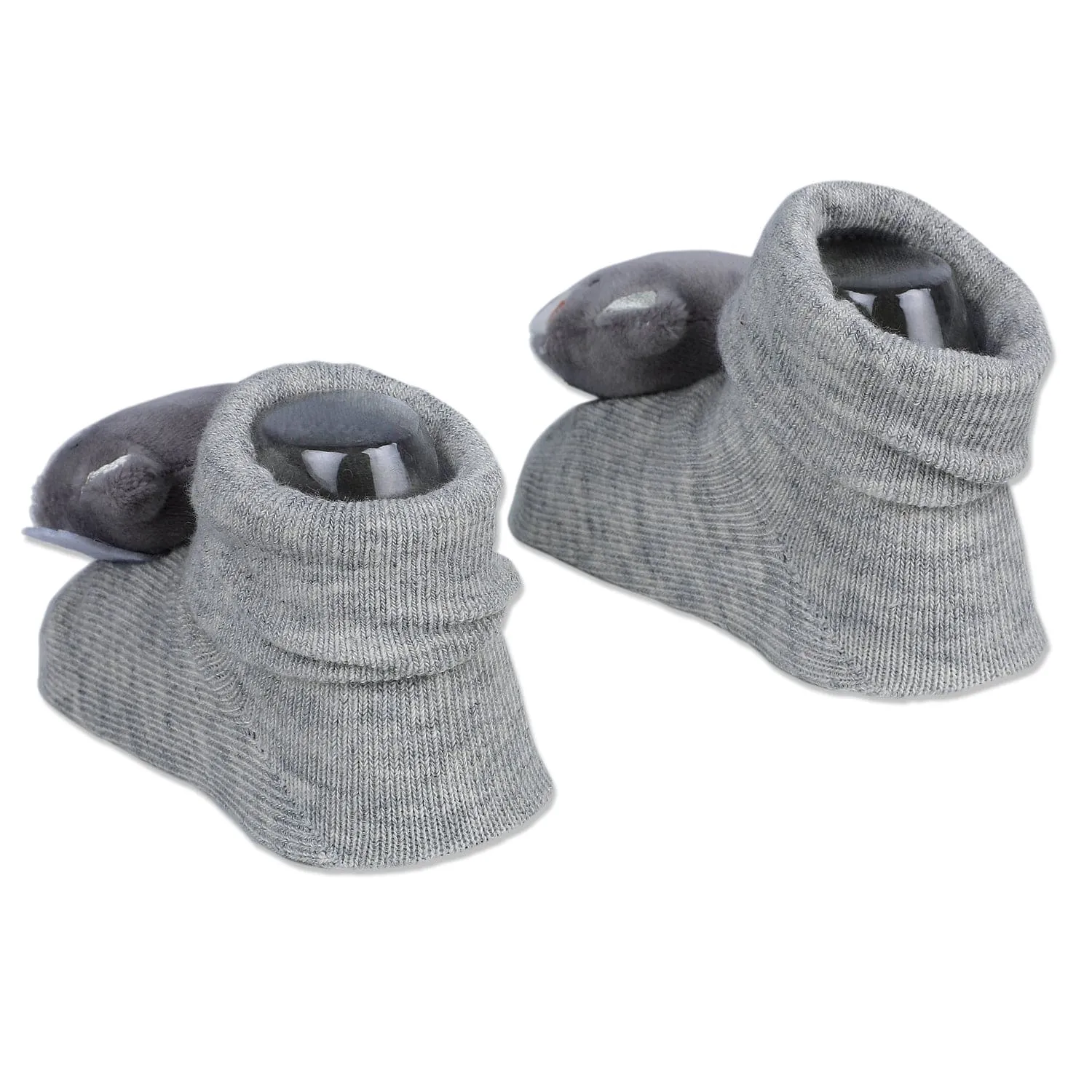 Baby Moo Husky Cotton Anti-Skid 3D Socks - Grey