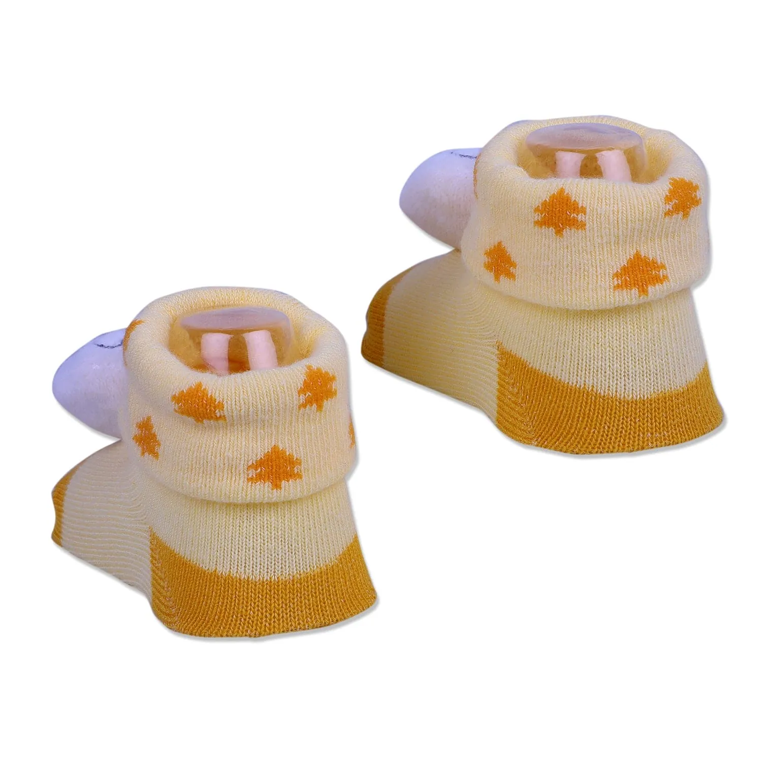 Baby Moo Sleeping Bear Cotton Anti-Skid 3D Socks - Yellow