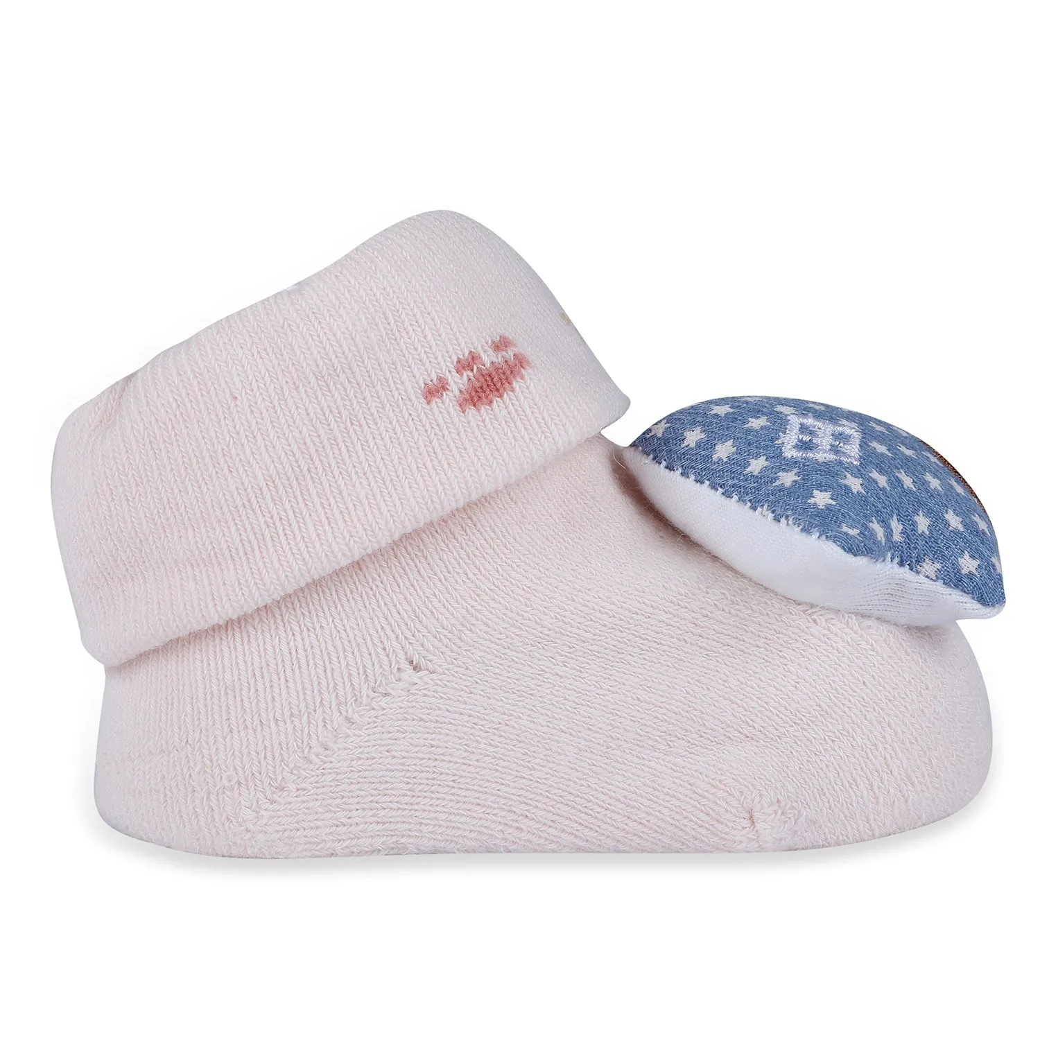 Baby Moo Star House Cotton Anti-Skid 3D Socks - Pink