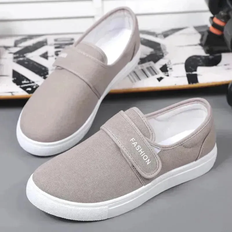 Canvas Flat Shoes Men Velcro Fashion Casual Unisex Sneakers