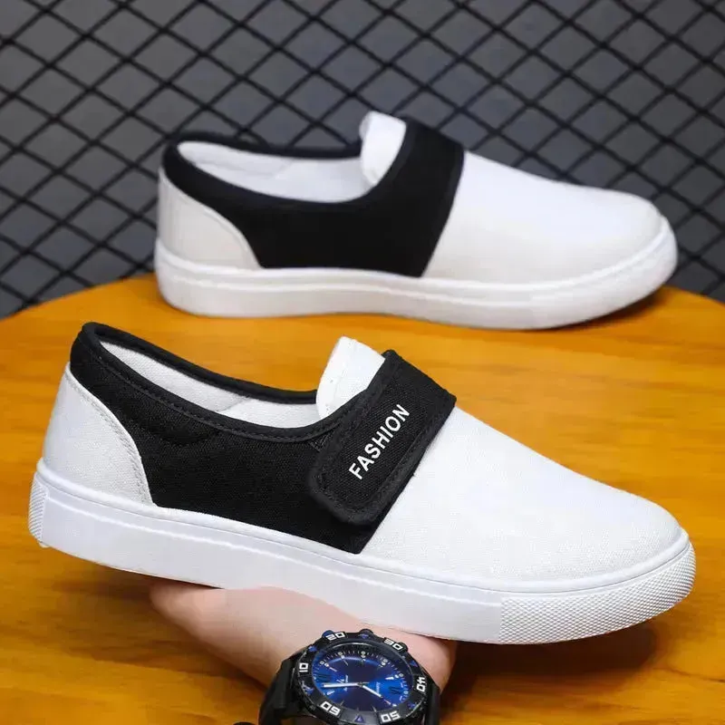 Canvas Flat Shoes Men Velcro Fashion Casual Unisex Sneakers