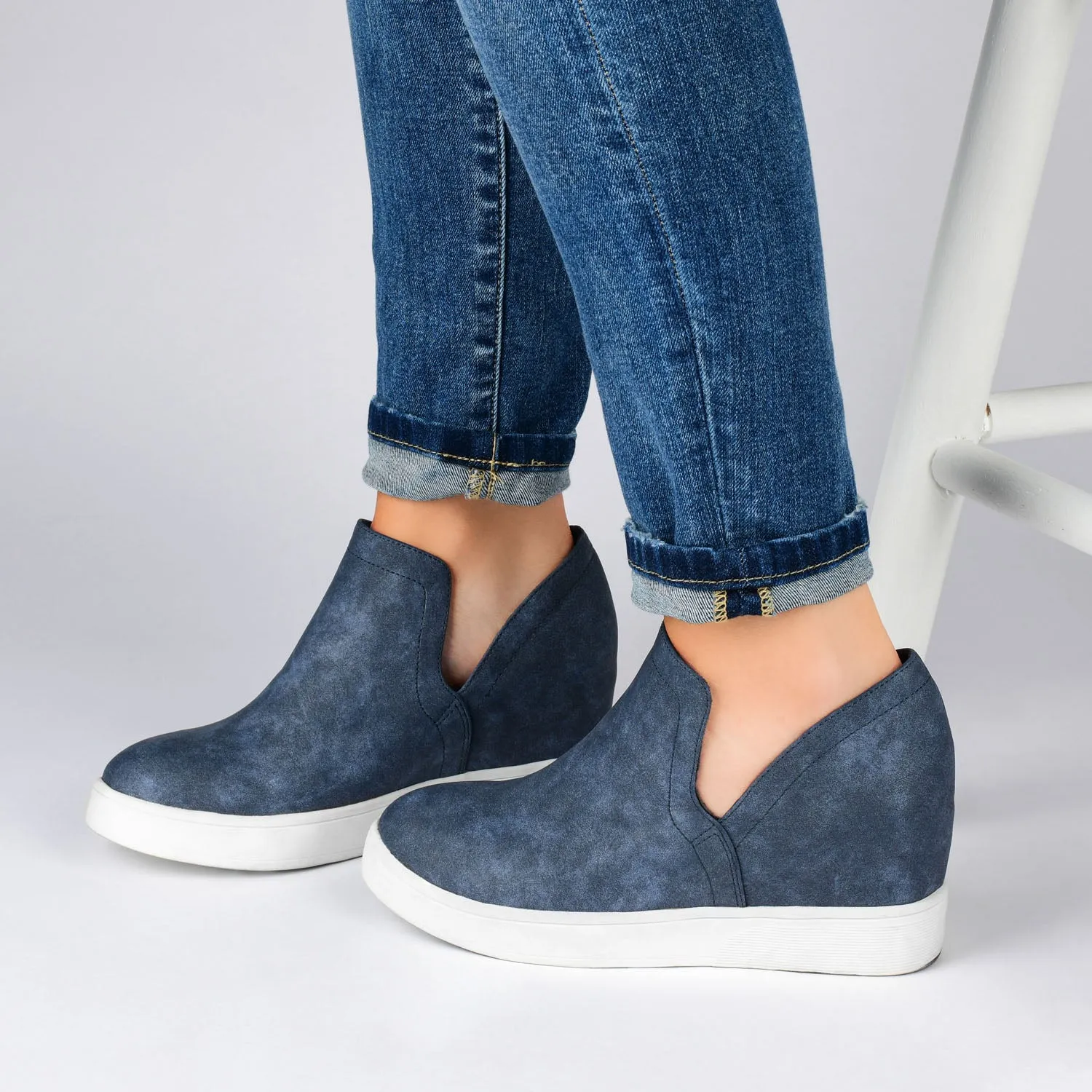 CARDI WEDGE SNEAKERS IN FAUX LEATHER