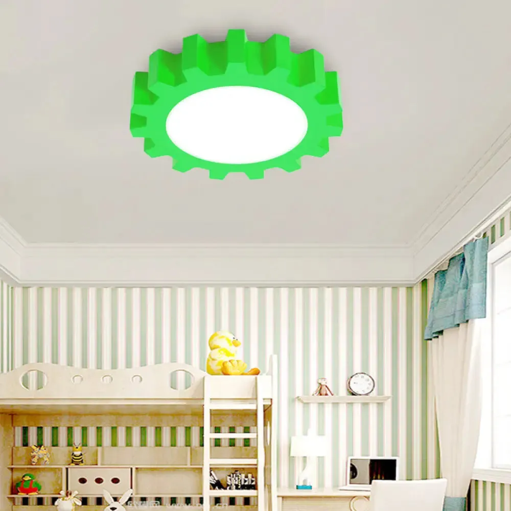 Cartoon LED Ceiling Light for Kindergarten: Metal Gear Ceiling Mount