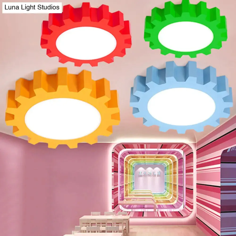 Cartoon LED Ceiling Light for Kindergarten: Metal Gear Ceiling Mount