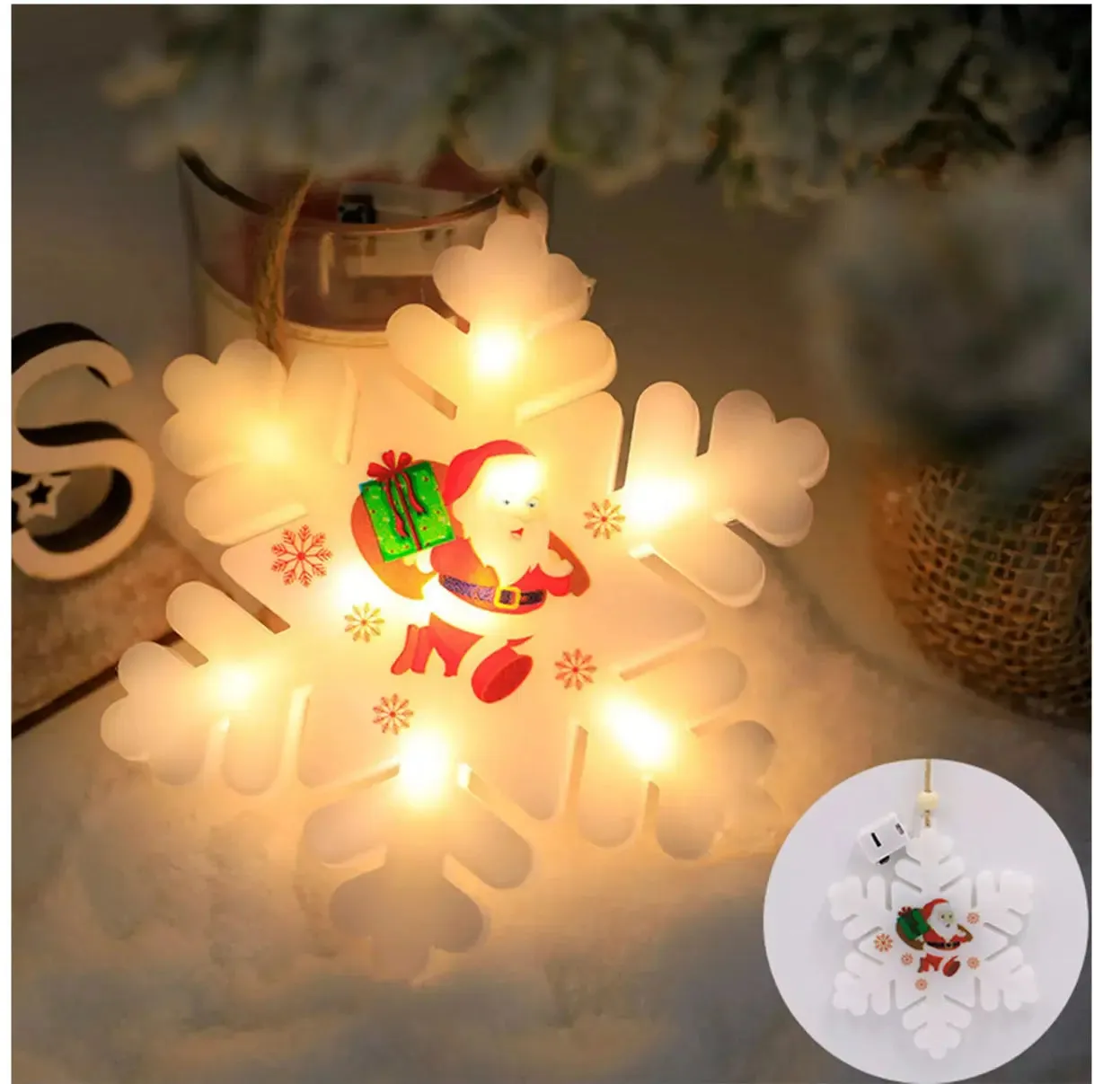 Christmas Tree Ornaments SANTA LED light x1pc.