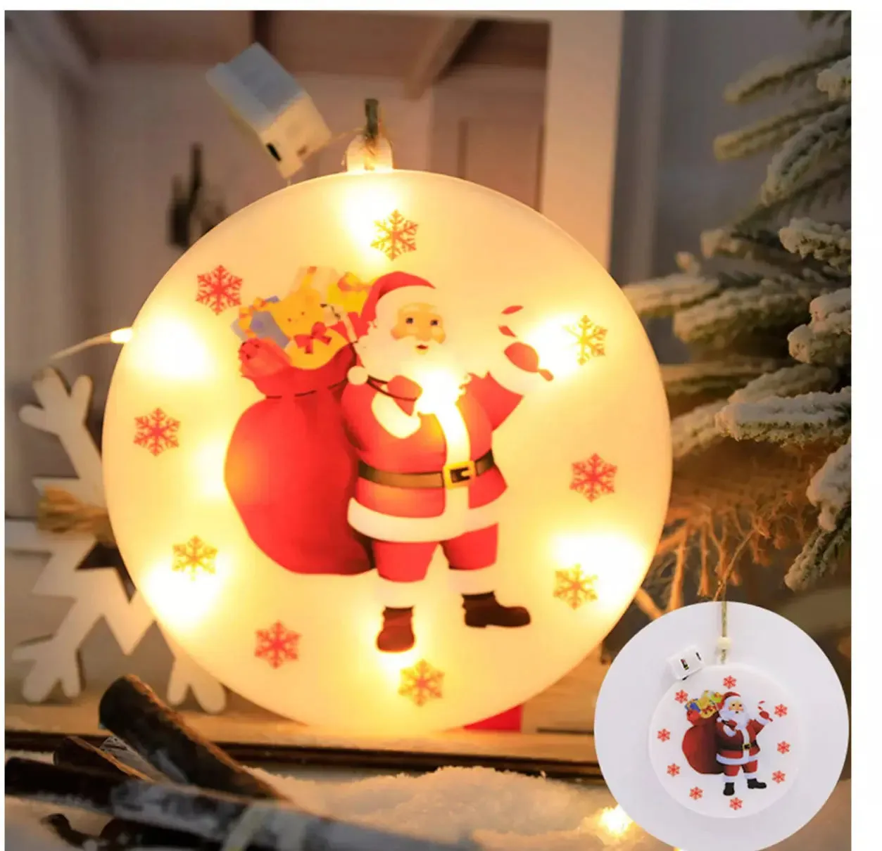 Christmas Tree Ornaments SANTA LED light x1pc.