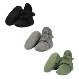 Cozie Fleece Baby Bootie 3 Pack - Black/Gray/Olive