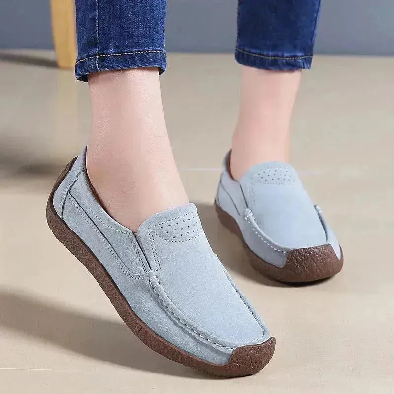 Fashion Round Toe Loafers Casual Versatile Solid Color Flats Slip-on Cozy Shoes for women