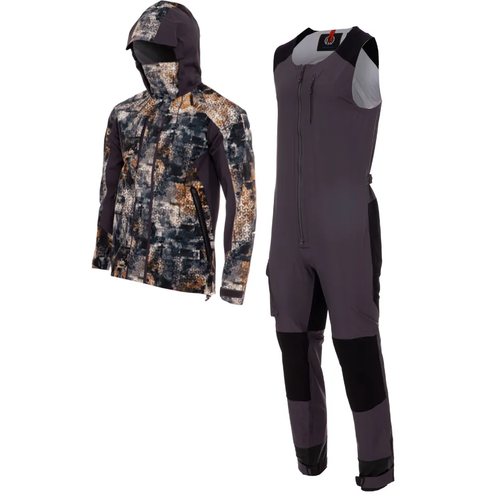 FHM Guard Competition Suit for Fishing 20000 mm Jacket Camo Pants Grey