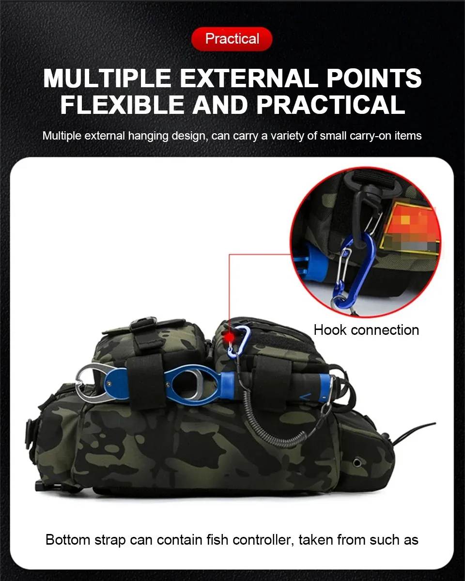 Fishing and Outdoor Multifunctional Waist Pack with Shoulders Straps Support