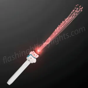 Flashing Snowman Fiber Optic Wand 14"