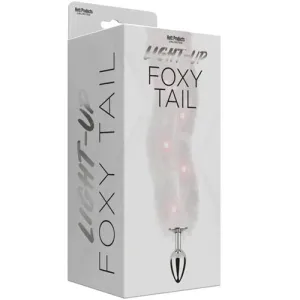 Foxy Tail - Light Up Faux Fur Butt Plug w/Multicoloured Light Pattern - White