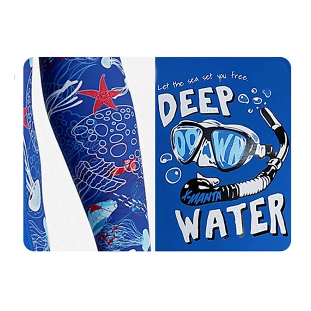 Full Sleeves Cobalt Blue Kids Swimwear Jellyfish printed Full Length UPF 50 