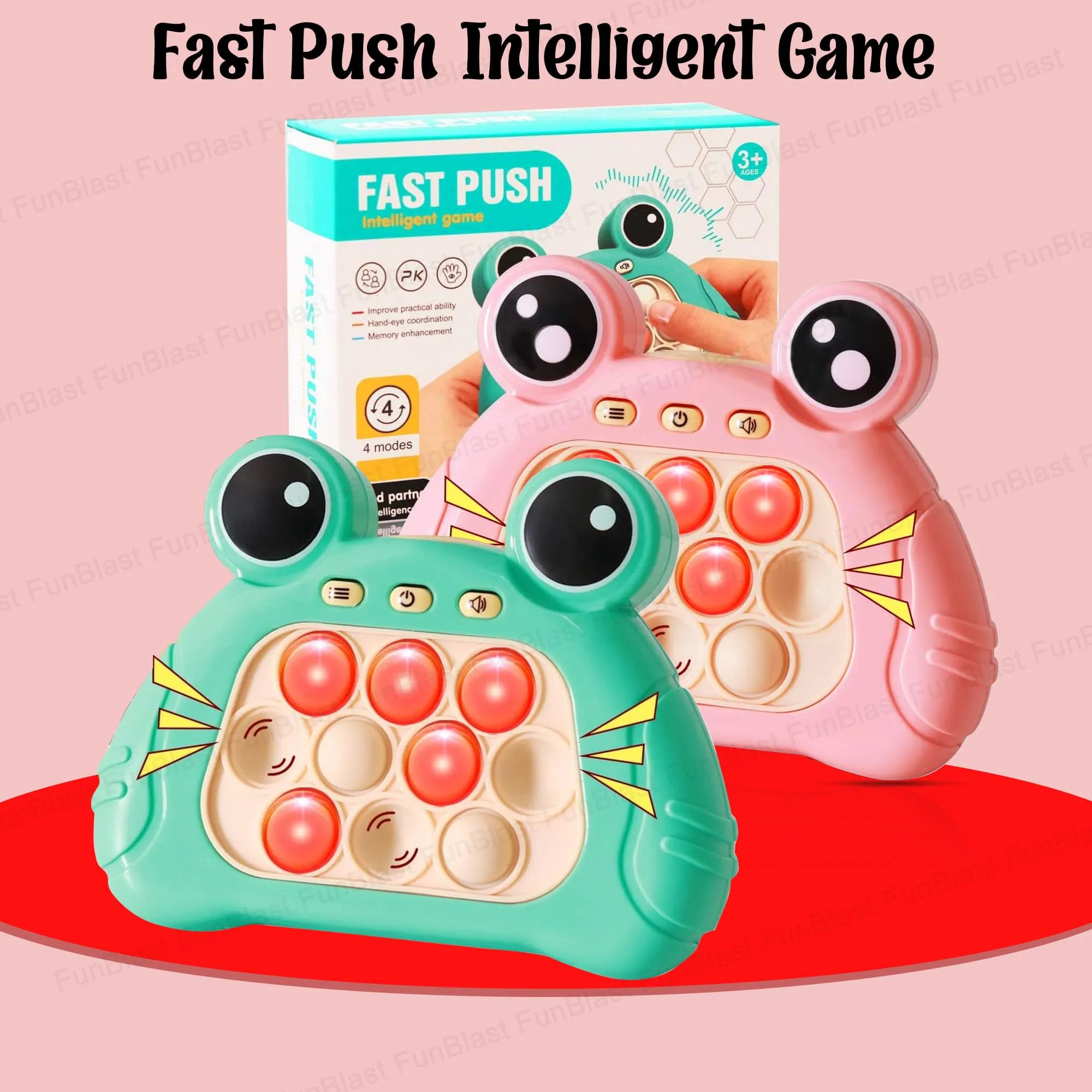 FunBlast Fast Push Intelligent Game – Pop Up Musical Toys for Kids, Sound Toys for Kids, Infant Toys, Children Activity Toys, Kids Toys, Electronic Toys for Kids, Birthday Gifts for Kids (Peach)