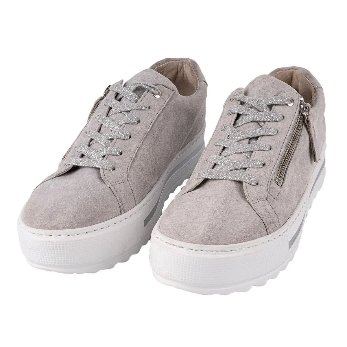 Gabor Platform Low-Top Sneakers Fabric Grey Colour For Women