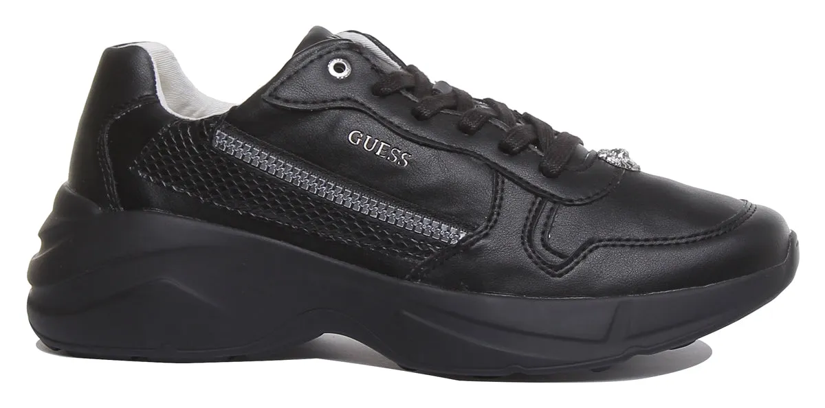 Guess Viterbo Men's Chunky Sole Lace Up Sneakers In Black