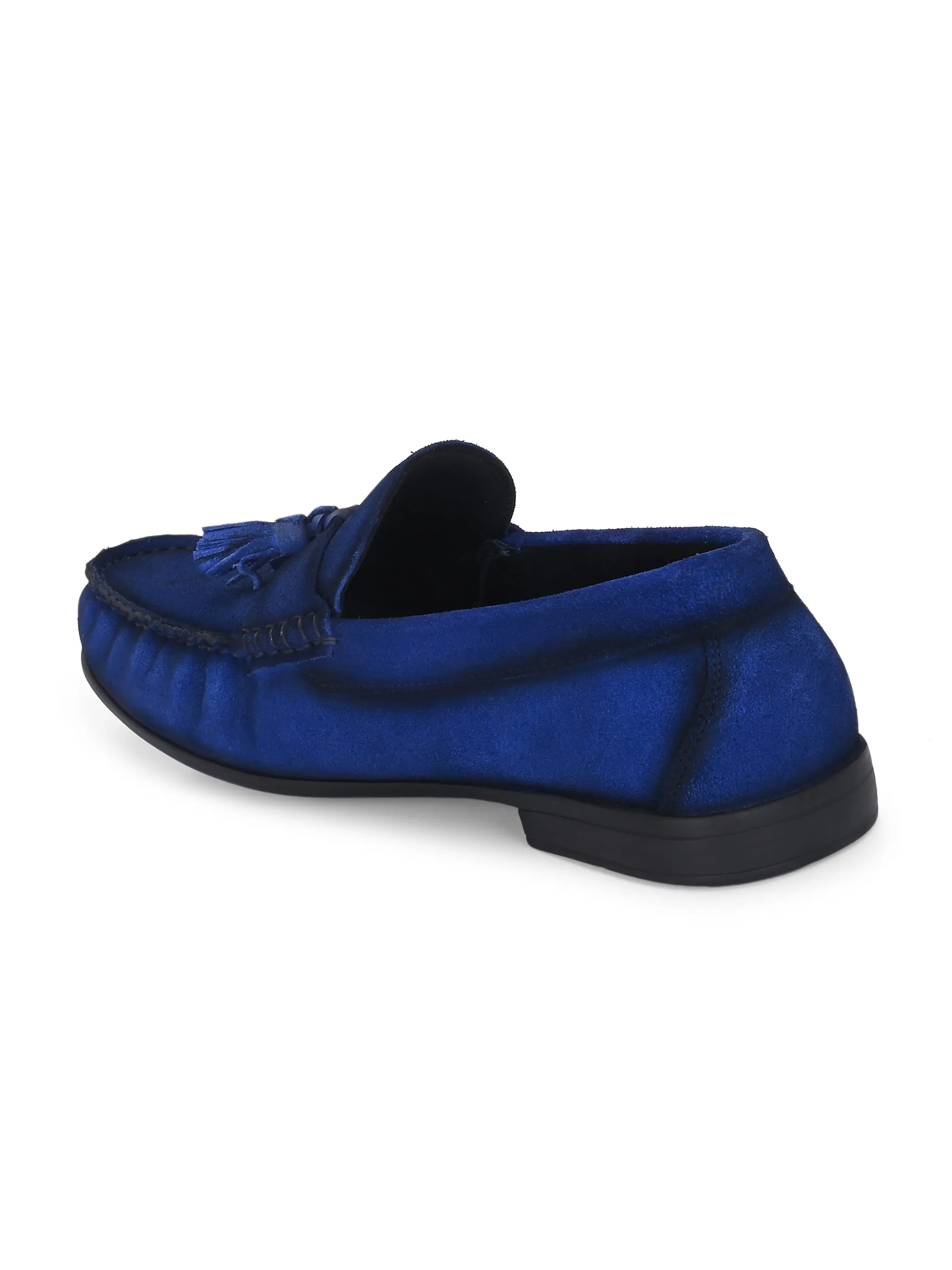 HITZ Men's Blue Leather Casual Loafers