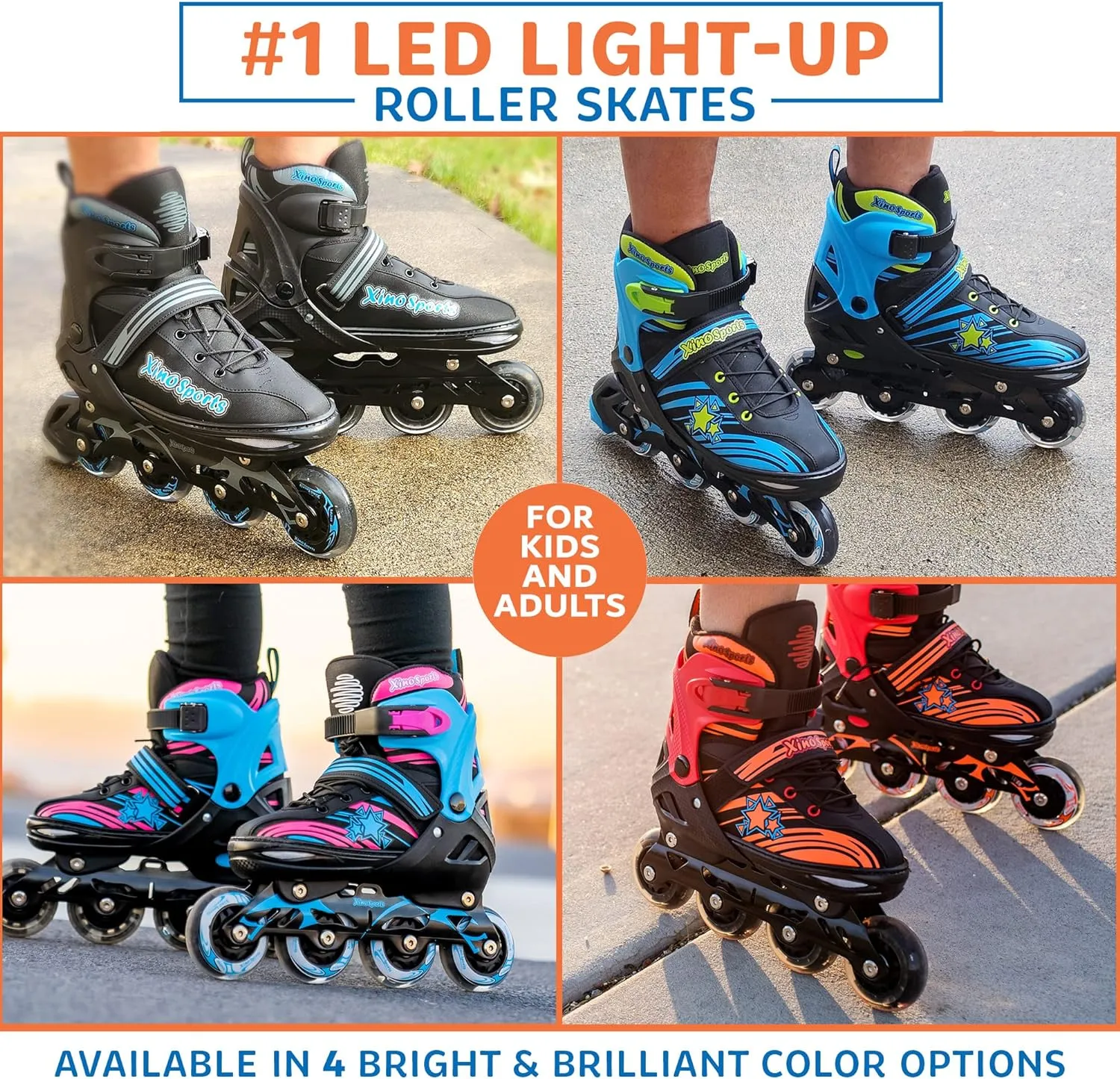 Inline Skates Combo |  Light-Up Skates for Kids, Youth