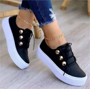 Lace-up Flats Sneakers Women Rivet Casual Shoes For Women