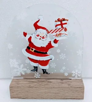 LED Light Up Santa  Figurine  with Snowflakes