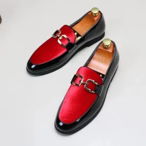 Luxury Men's Fashion Patchwork Leather Shoes: Casual Loafers for Party, Wedding, and Comfortable Slip-on Flats