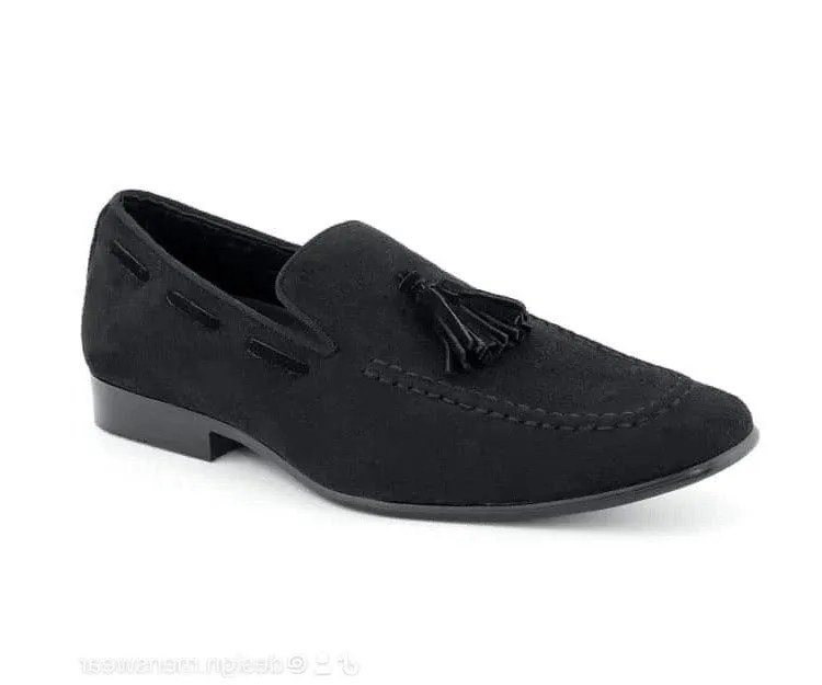 Men's Black Amali Slip-on Suede Tassel Loafer Dress Casual Shoes