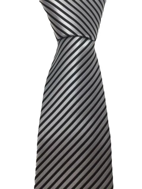 Silver and Black Pinstriped Teen Tie