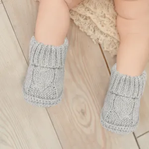 Solid Newborn Crochet Socks Booties - Grey