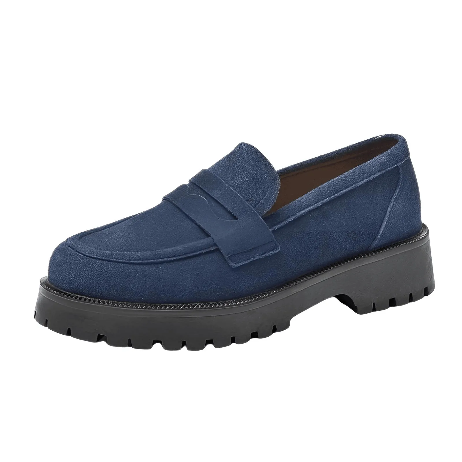 Spring Shoes Women's Loafers Thick-Soled Casual College Style In Genuine Leather