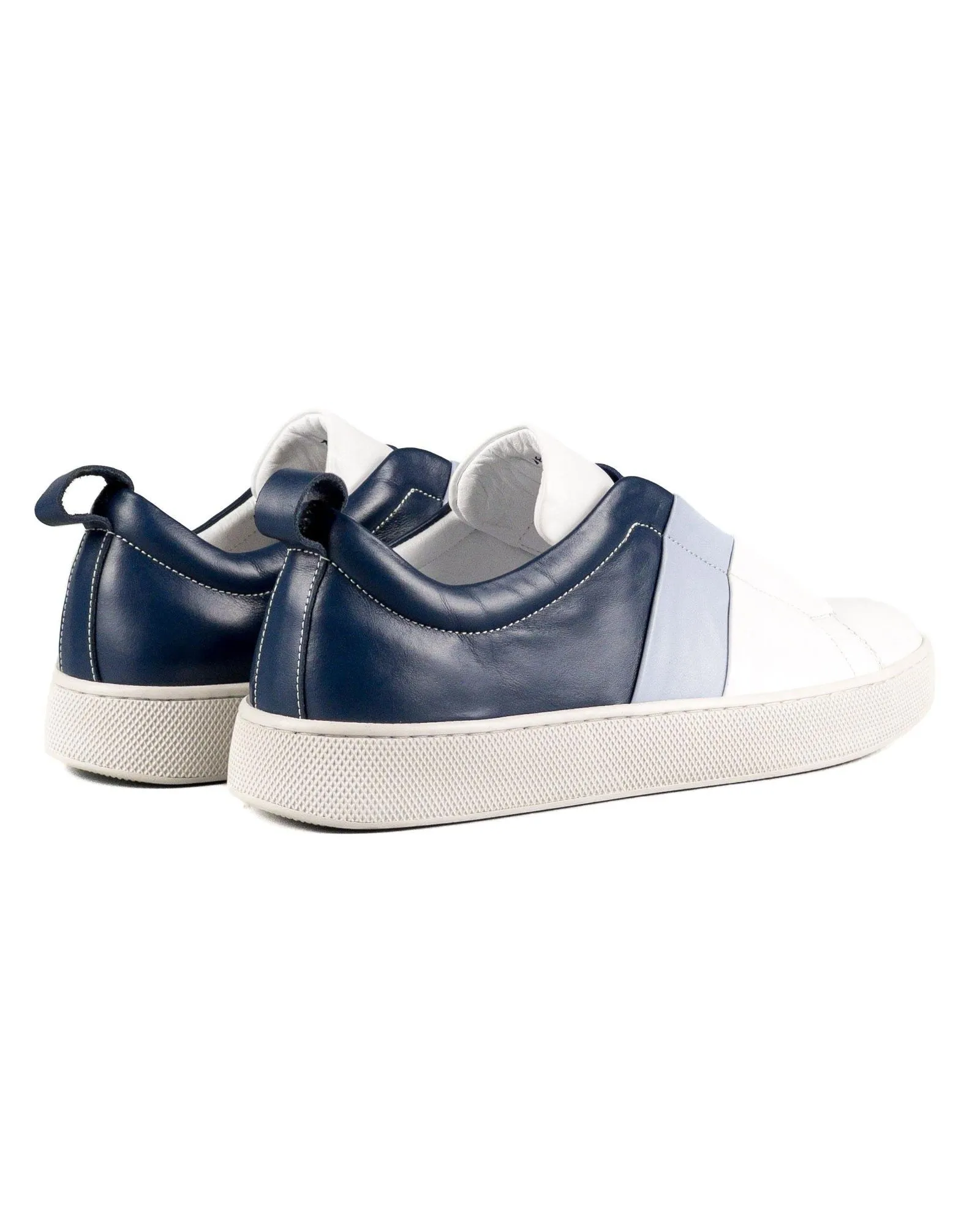 T-Varadero Navy-White-Blue Genuine Leather White Sole Men's Sports Sneaker