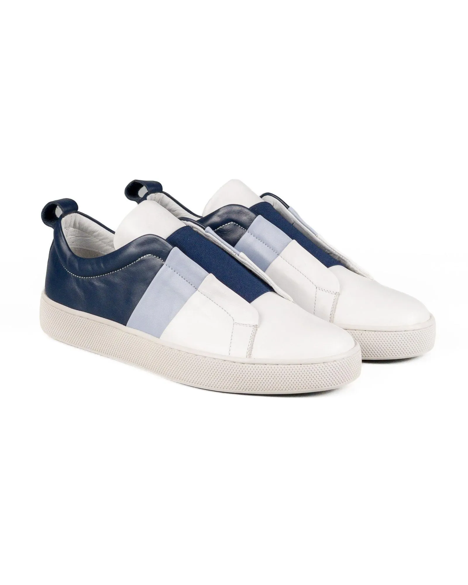 T-Varadero Navy-White-Blue Genuine Leather White Sole Men's Sports Sneaker