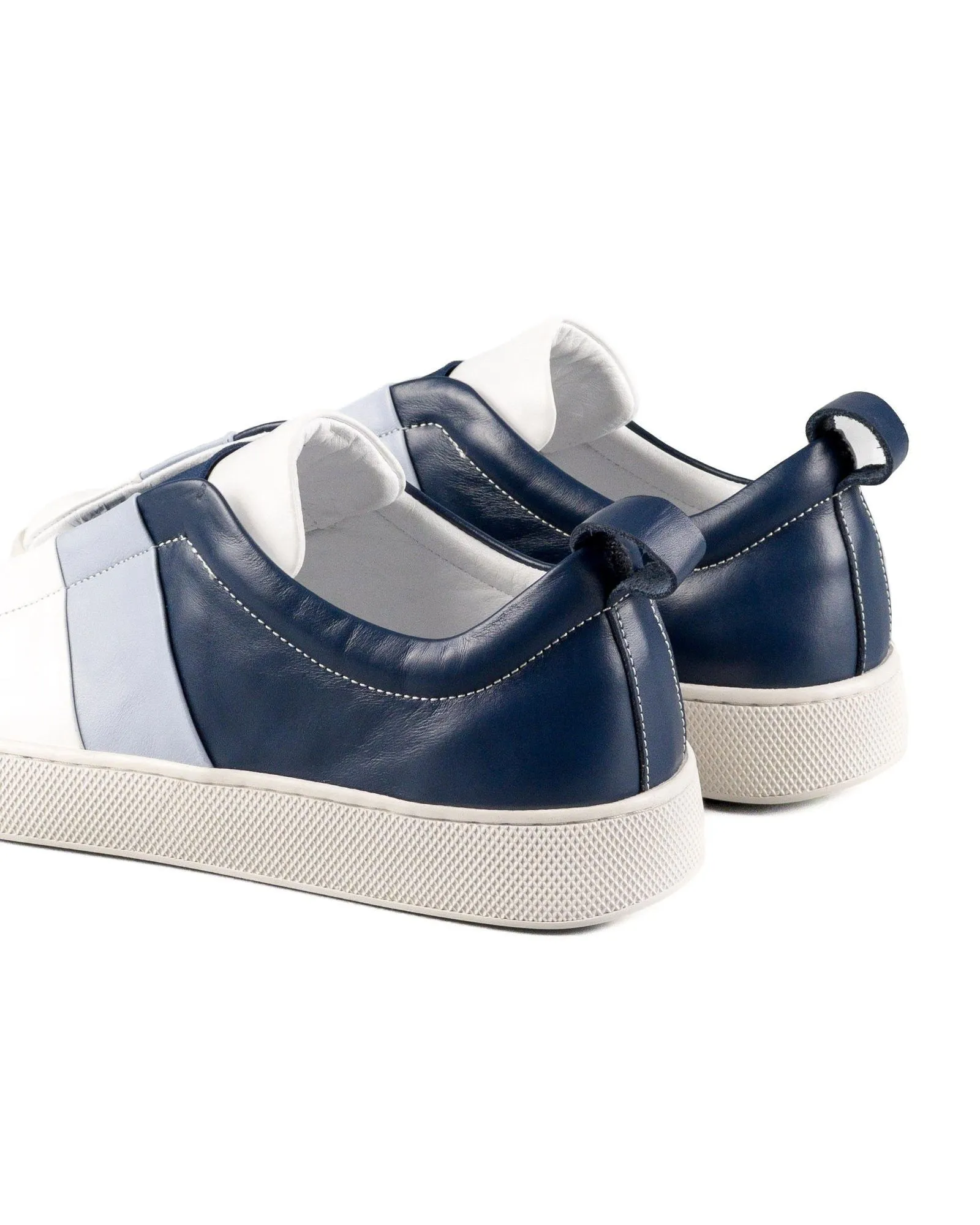 T-Varadero Navy-White-Blue Genuine Leather White Sole Men's Sports Sneaker