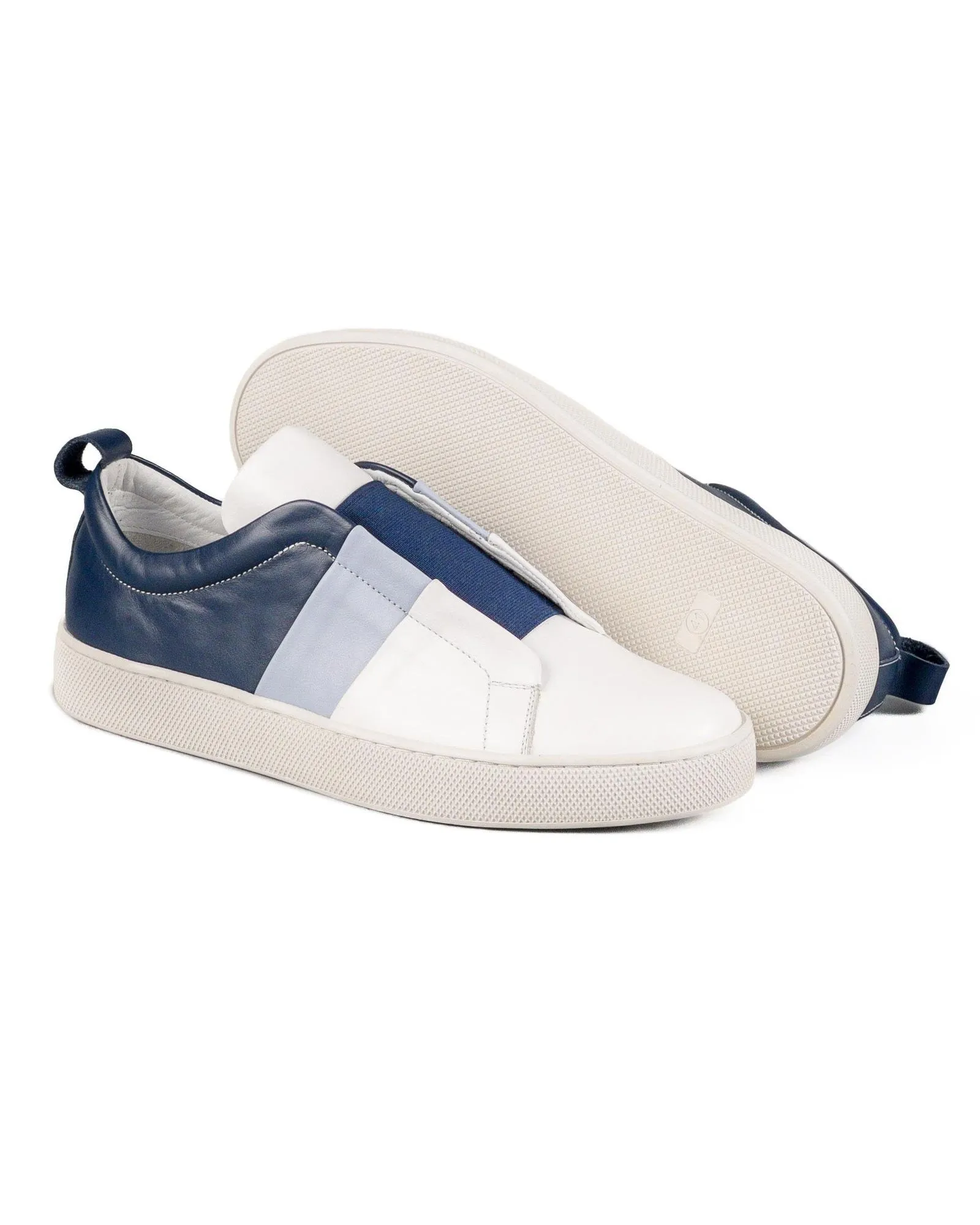 T-Varadero Navy-White-Blue Genuine Leather White Sole Men's Sports Sneaker